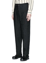 Front View -Click To Enlarge 'Osaka' floral jacquard cotton-linen-silk curved pants