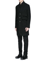 Front View -Click To Enlarge 'Tommaso' pinstripe wool cavalry twill coat
