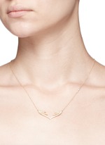 Detail View -Click To Enlarge 'Stella' 18k gold diamond pavé open wing necklace