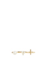 Main View -Click To Enlarge 'Marta' 18k gold diamond pavé pearl topaz two finger ring