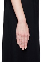 Figure View -Click To Enlarge 'Marta' 18k gold diamond pavé pearl topaz two finger ring