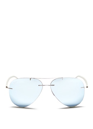 Main View - Click To Enlarge Main View - Click To Enlarge - Ray-Ban - 'RB8058 Light Ray' frameless aviator mirror sunglasses
