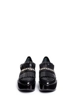 Front View -Click To Enlarge 'BMOC' kiltie flap patent leather platform loafers