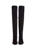 Front View -Click To Enlarge 'Lowland' stretch suede thigh high boots