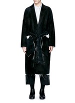Main View -Click To Enlarge Raw edge lining belted suede coat