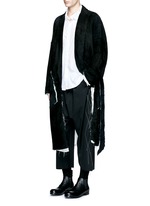 Figure View -Click To Enlarge Raw edge lining belted suede coat