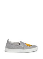 Main View -Click To Enlarge 'Smile' fleece patch jersey skate slip-ons