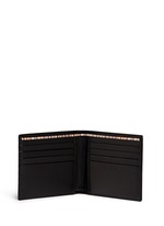 Figure View -Click To Enlarge Stripe print interior leather bifold wallet