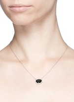 Detail View -Click To Enlarge Black diamond pendant 18k recycled white gold necklace