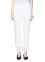 Detail View -Click To Enlarge 'WM3' fringe cuff cropped jeans