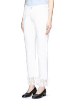 Front View -Click To Enlarge 'WM3' fringe cuff cropped jeans