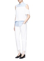Figure View -Click To Enlarge 'WM3' fringe cuff cropped jeans