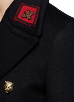 Detail View -Click To Enlarge Tiger head button embroidered wool coat
