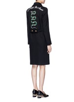 Back View -Click To Enlarge Tiger head button embroidered wool coat