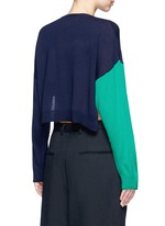 Back View -Click To Enlarge Colourblock pocket wool sweater