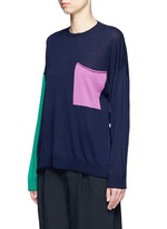 Front View -Click To Enlarge Colourblock pocket wool sweater