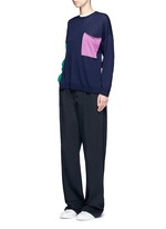 Figure View -Click To Enlarge Colourblock pocket wool sweater