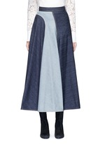 Main View -Click To Enlarge Wavy fade panel denim skirt