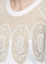 Detail View -Click To Enlarge Geometric lace insert jersey T-shirt
