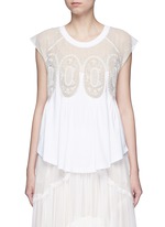 Main View -Click To Enlarge Geometric lace insert jersey T-shirt