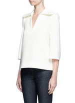 Front View -Click To Enlarge Flare collar crepe top