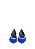 Front View -Click To Enlarge 'Dorsini' metal brooch suede d'Orsay flats