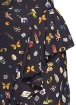 Detail View -Click To Enlarge Obsession print asymmetric ruffle crepe skirt