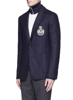 Front View -Click To Enlarge Embroidered skull badge wool felt blazer