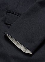 Detail View -Click To Enlarge Back slit raw edge lining wool blazer