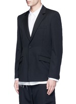 Front View -Click To Enlarge Back slit raw edge lining wool blazer