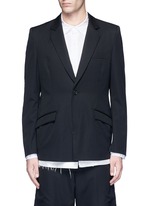 Main View -Click To Enlarge Back slit raw edge lining wool blazer