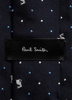 Detail View -Click To Enlarge Rabbit polka dot embroidery silk tie