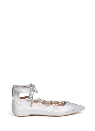 Main View - Click To Enlarge Main View - Click To Enlarge - Pedder Red - 'Joey' glitter lace-up skimmer flats