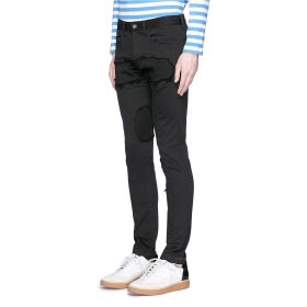 JOHNUNDERCOVER RAW EDGE PATCH SKINNY JEANS