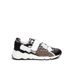PIERRE HARDY 'COMET' CAMOUFLAGE CUBE PRINT LEATHER SNEAKERS