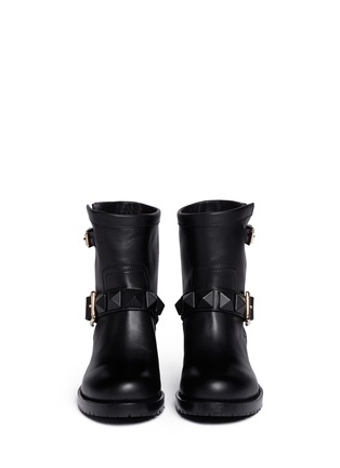 Figure View - Click To Enlarge - VALENTINO GARAVANI - 'Rockstud' buckle strap leather ankle boots