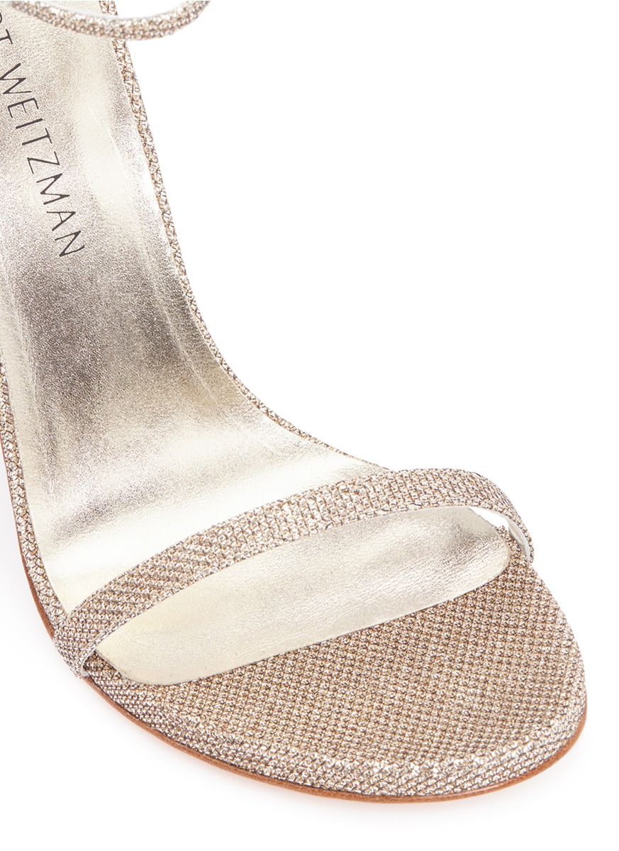 STUART WEITZMAN 'Nudist Song' glitter lamé sandals