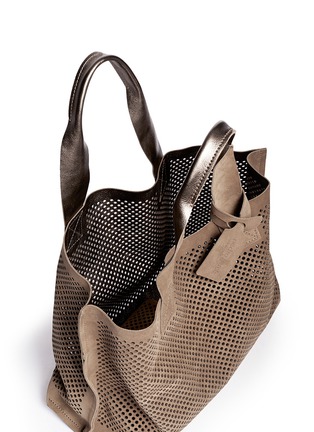 Detail View - Click To Enlarge - PEDRO GARCIA  - Perfed' perforated suede tote