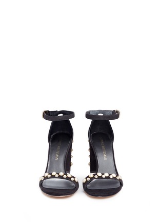 Front View - Click To Enlarge - STUART WEITZMAN - 'More Pearls' suede sandals