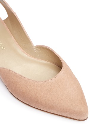 Detail View - Click To Enlarge - STUART WEITZMAN - 'Super Sonic' ankle tie suede skimmer flats