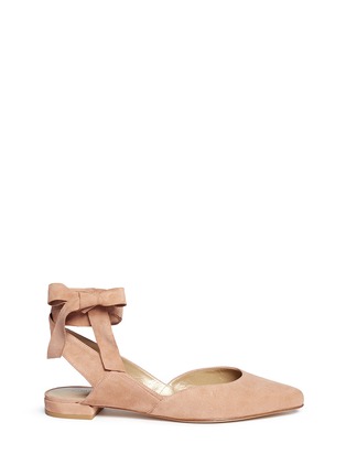 Main View - Click To Enlarge - STUART WEITZMAN - 'Super Sonic' ankle tie suede skimmer flats