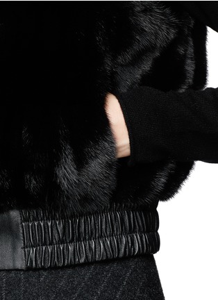 Detail View - Click To Enlarge - FLAMINGO - Silver fox fur collar mink and leather gilet