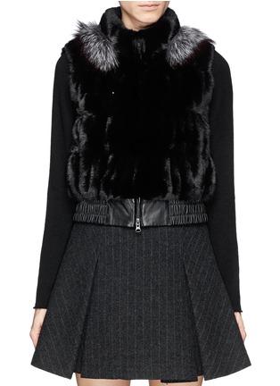 Main View - Click To Enlarge - FLAMINGO - Silver fox fur collar mink and leather gilet