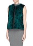 Front View - Click To Enlarge - FLAMINGO - Leather trim sable fur gilet