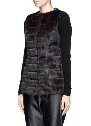 Front View - Click To Enlarge - FLAMINGO - Stripe leather and mink fur gilet
