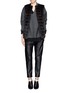 Figure View - Click To Enlarge - FLAMINGO - Stripe leather and mink fur gilet