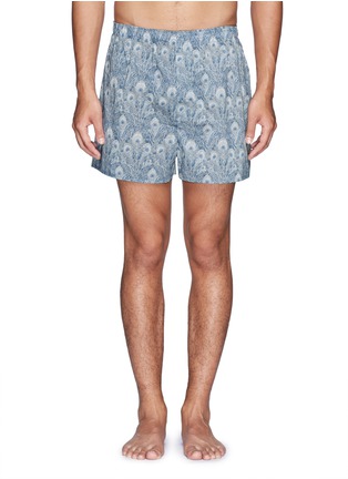 Main View - Click To Enlarge - SUNSPEL - Liberty peacock feather print boxer shorts