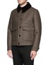 Front View - Click To Enlarge - HARDY AMIES - Lambswool collar felt blouson jacket
