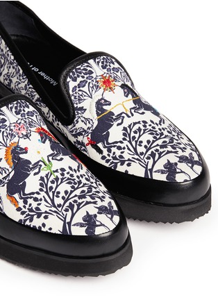 Detail View - Click To Enlarge - MOTHER OF PEARL - Kennedy' unicorn embroidery floral print canvas slip-ons