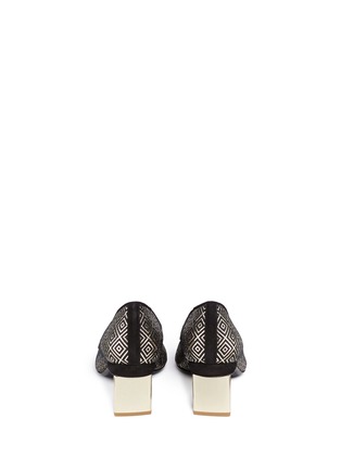 Back View - Click To Enlarge - NICHOLAS KIRKWOOD - Geometric metallic brocade mirror heel pumps